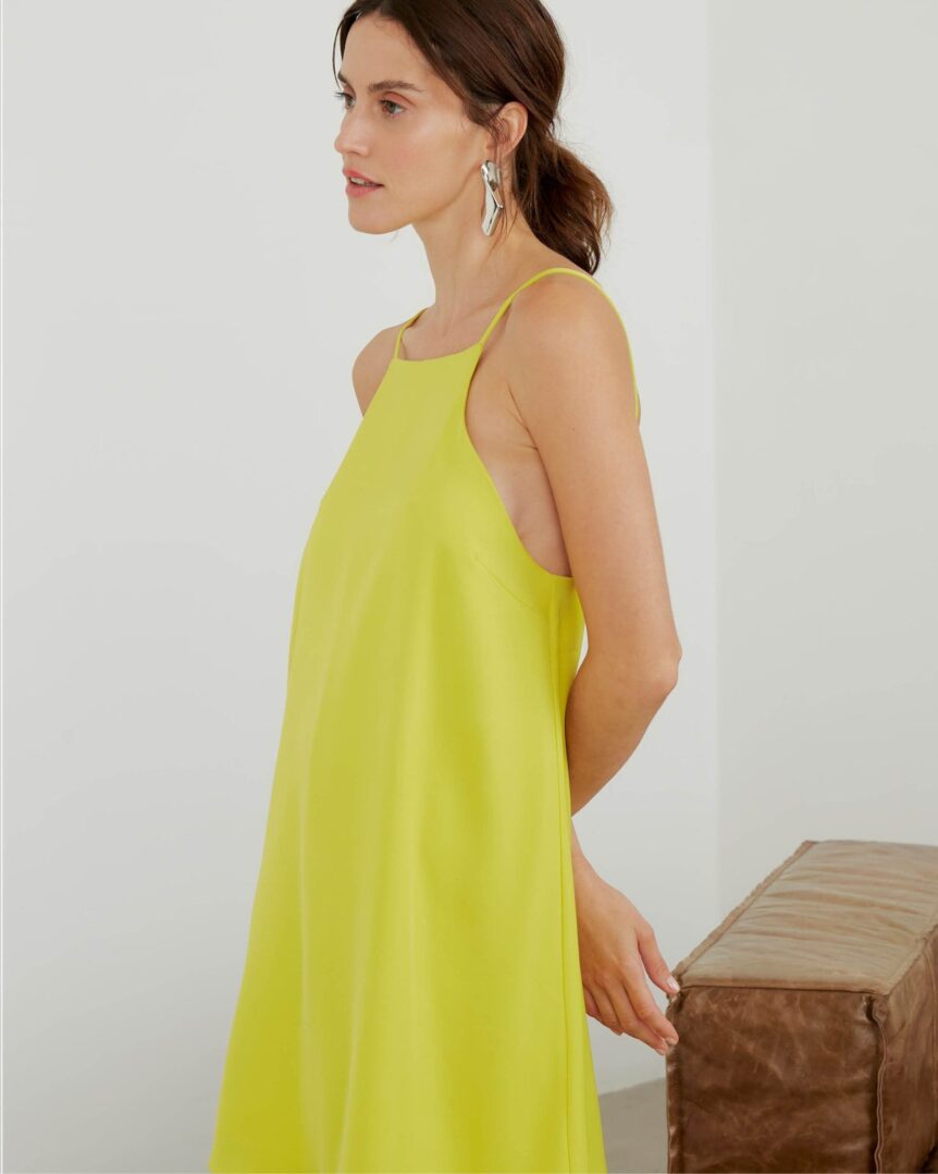 Minimal-Strappy-Mini-Dress-Chartreuse