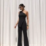 Tailored Set with Asymmetrical Top and Piped Detail